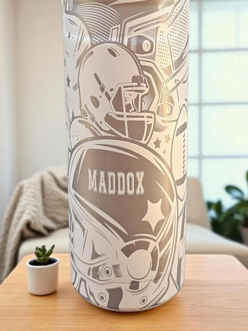 Stanley Football Tumbler: Engraved IceFlow Water Bottle, Leakproof Fan Gift