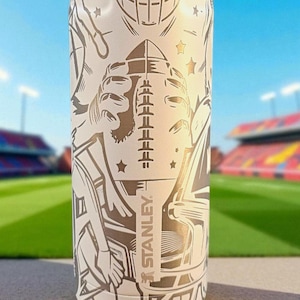 Stanley Football Tumbler: Engraved IceFlow Water Bottle, Leakproof Fan Gift