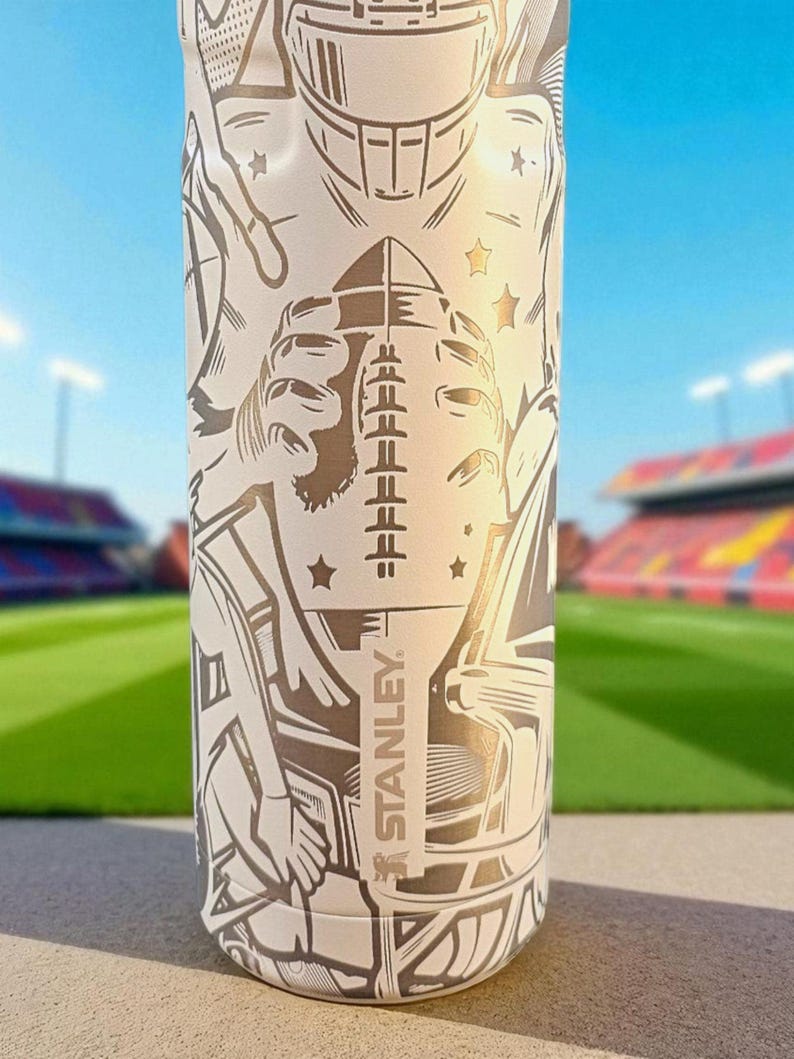 Stanley Football Tumbler: Engraved IceFlow Water Bottle, Leakproof Fan Gift