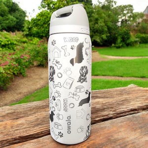 Engraved Dachshund Owala Water Bottle: Long Haired Weiner Dog