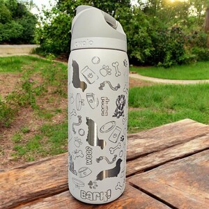 Engraved Dachshund Owala Water Bottle: Long Haired Weiner Dog