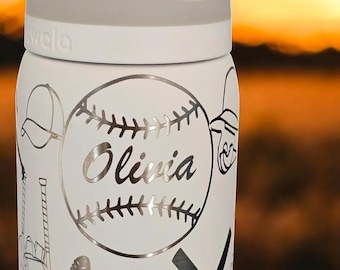 Softball Owala Water Bottle: Personalize with name and jersey number