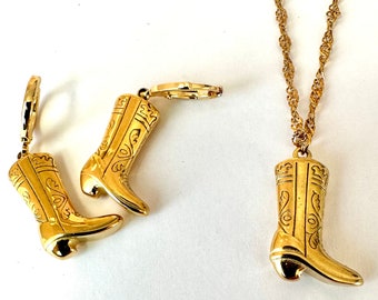 18K GOLD SET Cowboy Boot Necklace, Birthday Gift, Western Style, Stainless Steel, Gift for Her, birthday gift, WATERPROOF, graduation gift