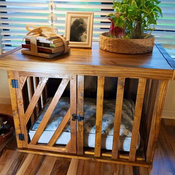 Custom Built Wooden Dog Crate, Farmhouse Dog Crate,Rustic Dog Kennel,Custom Dog Kennel,Heavy Duty Dog Kennel,Dog Kennel Furniture,Dog Crate,