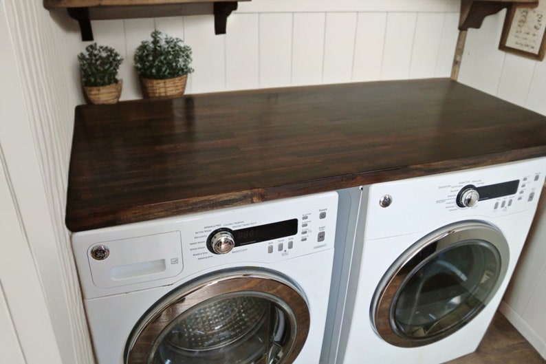 Butcher Block Washer and Dryer Topper, Wood Table Top for Laundry Room
