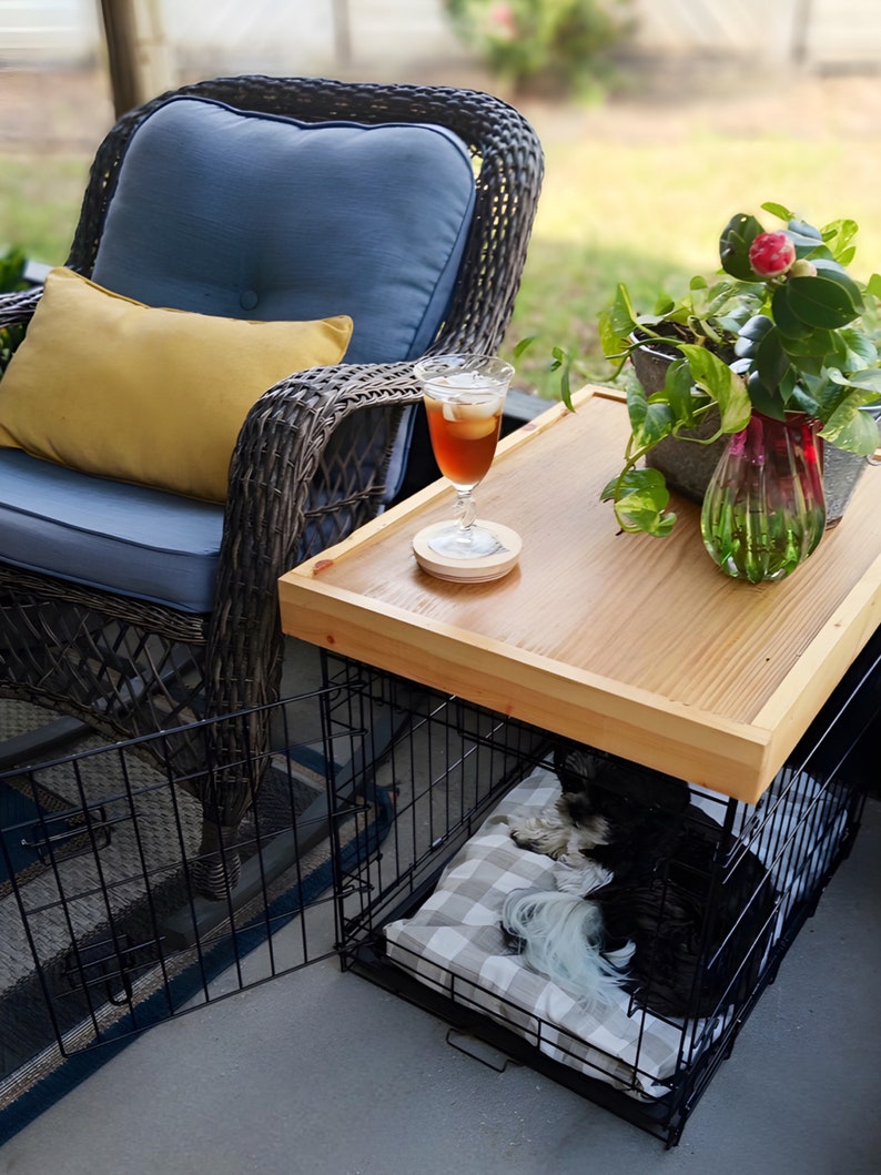 Premium Solid Wood Kennel Topper With Safety Lip, Wooden Crate Table Top,Kennel Topper, Crate Topper, Wooden Crate Topper, Crate Cover