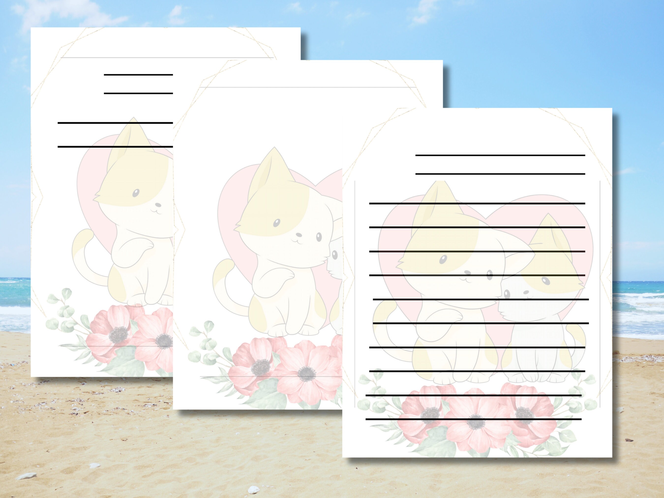 Cute Animals in Love Printable Stationary Set, Printable Letter Writing ...