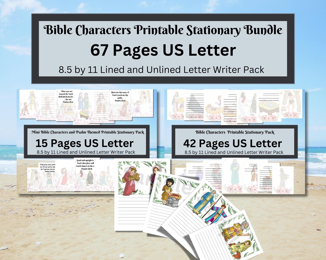 Bible Characters Printable Stationary Stationary Bundle, Christian ...