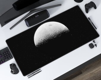 Lunar Desk Mat | Crater Moon Mousepad, Space Theme