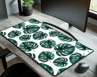 Monstera växt gaming skrivbordsmatta | Stor blommig musmatta