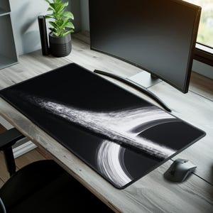 Alfombrilla de escritorio Singularity con agujero negro, alfombrilla de ratón grande para juegos, alfombrilla de escritorio estética espacial, temática astronómica minimalista, regalo para amantes del espacio.