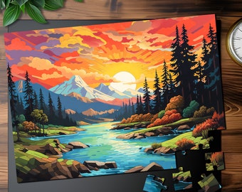 Psychedelic Mountain Landscape Jigsaw Puzzle: Fun Family Puzzle (1000+ Pieces)