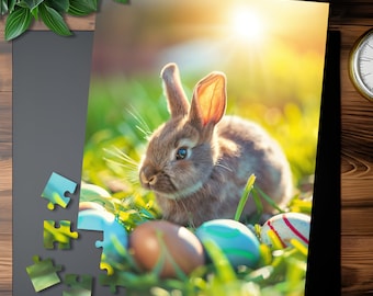 Happy Easter Basket Colorful Jigsaw Puzzle  (100+, 200+, 500+, 1000+ Pices) Puzzle Lover Children Easter Bunny Gift For Adults And Children