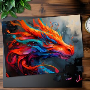 Fantasy Dragon Puzzles for Adults, Fantasy Jigsaw Puzzle, Jigsaw Puzzles 1000+ Pieces, Mythical Creature, Colorful Fantasy Dragon Puzzle