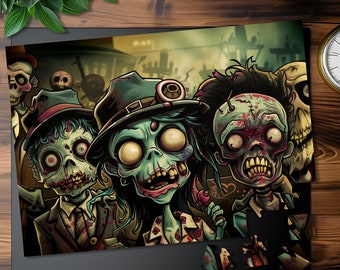 Zombie Jigsaw Puzzle for Adults: Horror Creepy Undead Art