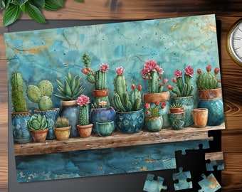 Cactus Art Jigsaw Puzzle: 1000 Piece Desert Plant Puzzle