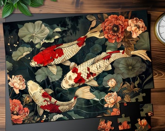 Koi Fish Botanical Pond Jigsaw Puzzle | 1000+ Pieces