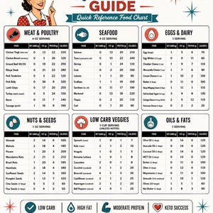 Keto Macro Guide Magnet, Low Carb Quick Reference Chart (Physical)