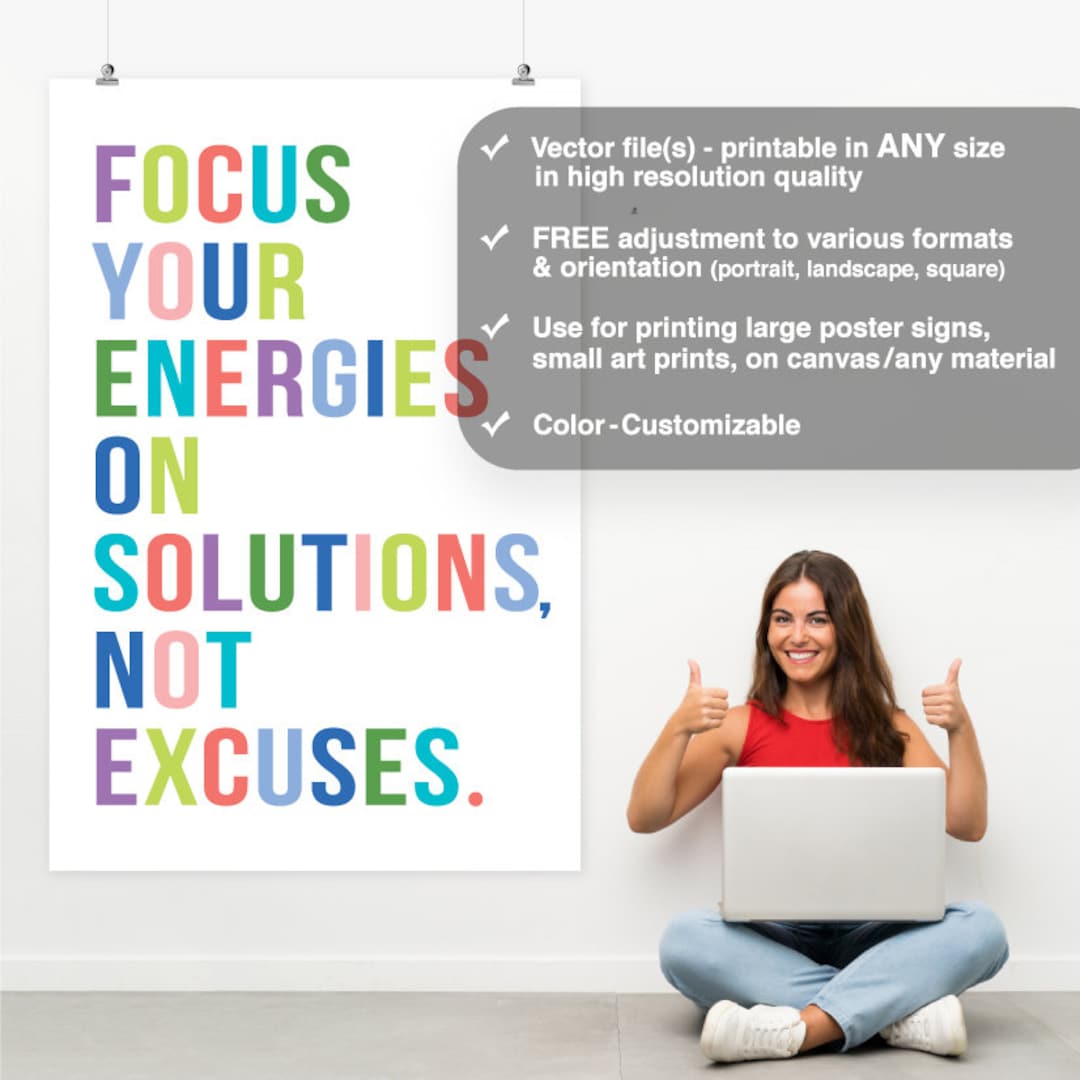 Colorful Inspirational Poster, Large Motivational Quote Sign, Printable ...