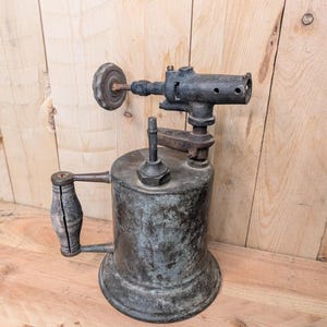 Antique Otto Bernz Brass Blow Torch, Model 87, Bakelite Knob, Vintage Rochester