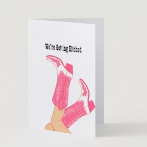 Cartão de madrinha de casamento "We're Getting Hitched" (5" por 7")