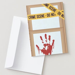 Tatort mit blutigem Handabdruck - Happy Halloween Karte 12 x 18 cm