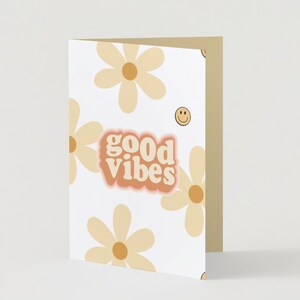 Cartão de aniversário retrô Good Vibes (5" por 7")