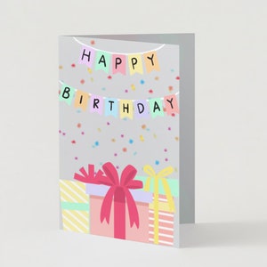 Cartão de aniversário divertido com confete (5" por 7")