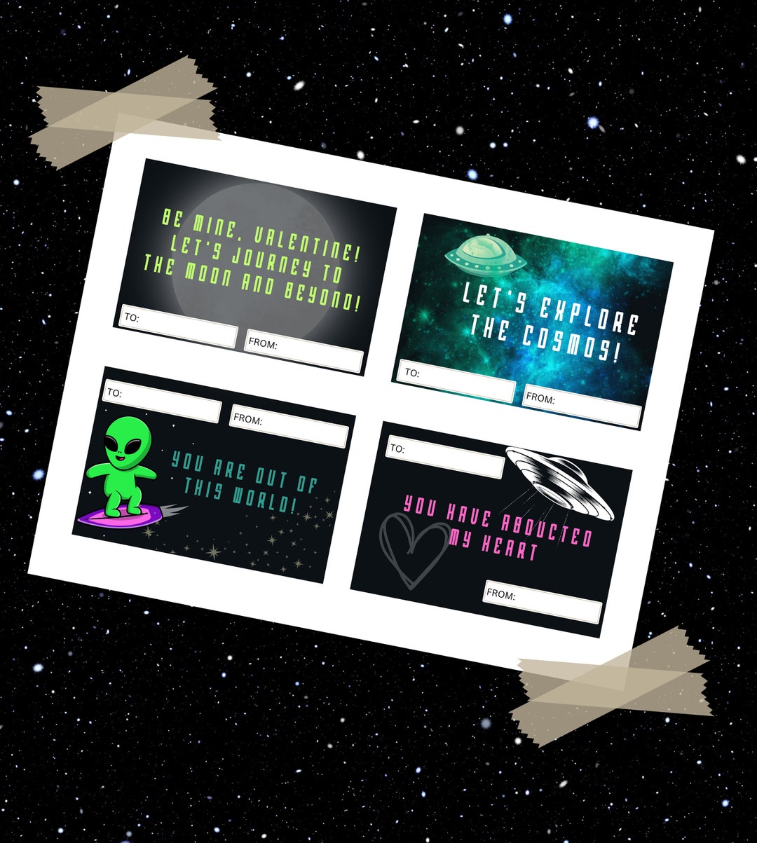 Alien Valentines Day Cards - Etsy