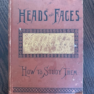 Antique Phrenology Book: Heads and Faces, 1885