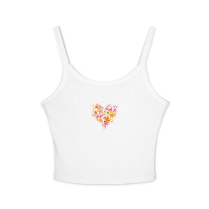 Blumenherz Tank Top: Damen Sommermode, weiche Baumwollmischung