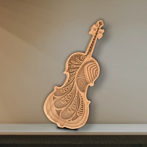 Violin SVG,Dxf-Laser cut files- 5 Multilayer Art Piece for Glowforge,Pdf for Handcut,Dwg,PDF,AI