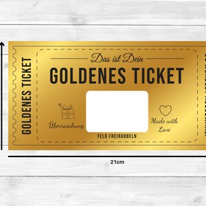 Exklusives Golden Ticket selber beschriften mit goldenem Rubbellos, Geschenk, Geburtstag, Muttertag, Valentinstag, Ostern, Rubbelkarte Bild 10