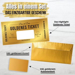 Golden Ticket exclusif, étiquetez-le vous-même avec une carte à gratter dorée, cadeau, anniversaire, fête des mères, Saint-Valentin, Pâques, carte à gratter image 6