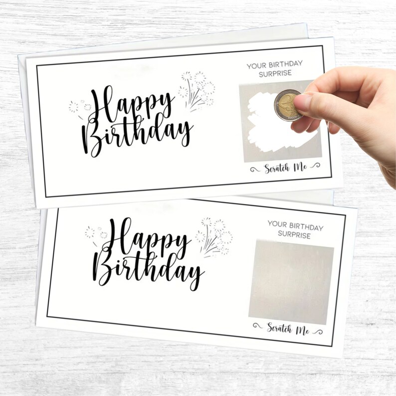 Geburtstagskarte mit Rubbelfeld Geschenk zum selber beschriften und personalisieren zum Geburtstag als personalisiertes Geburtstagsgeschenk Bild 1