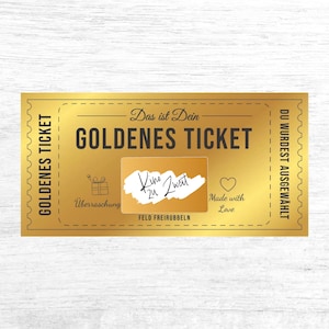 Exklusives Golden Ticket selber beschriften mit goldenem Rubbellos, Geschenk, Geburtstag, Muttertag, Valentinstag, Ostern, Rubbelkarte Bild 9