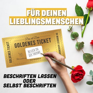 Exklusives Golden Ticket selber beschriften mit goldenem Rubbellos, Geschenk, Geburtstag, Muttertag, Valentinstag, Ostern, Rubbelkarte Bild 4