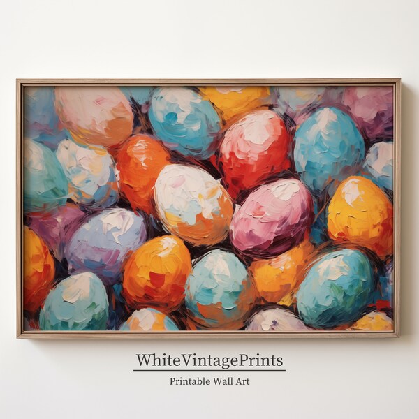 Printable easter eggs wall art, Oil painting wallpaper, brushstrokes | Digital Art