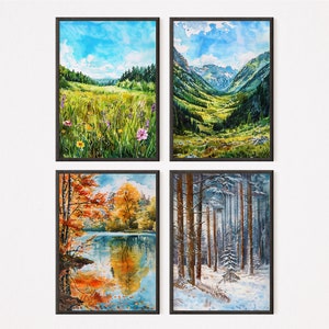 Der Schwung - Die vier Jahreszeiten - Aquarell Drucke | 4er-Set | Jahreszeiten Druck | FineArt Drucke | Sofortdownload | Wohnkultur | Naturkunst