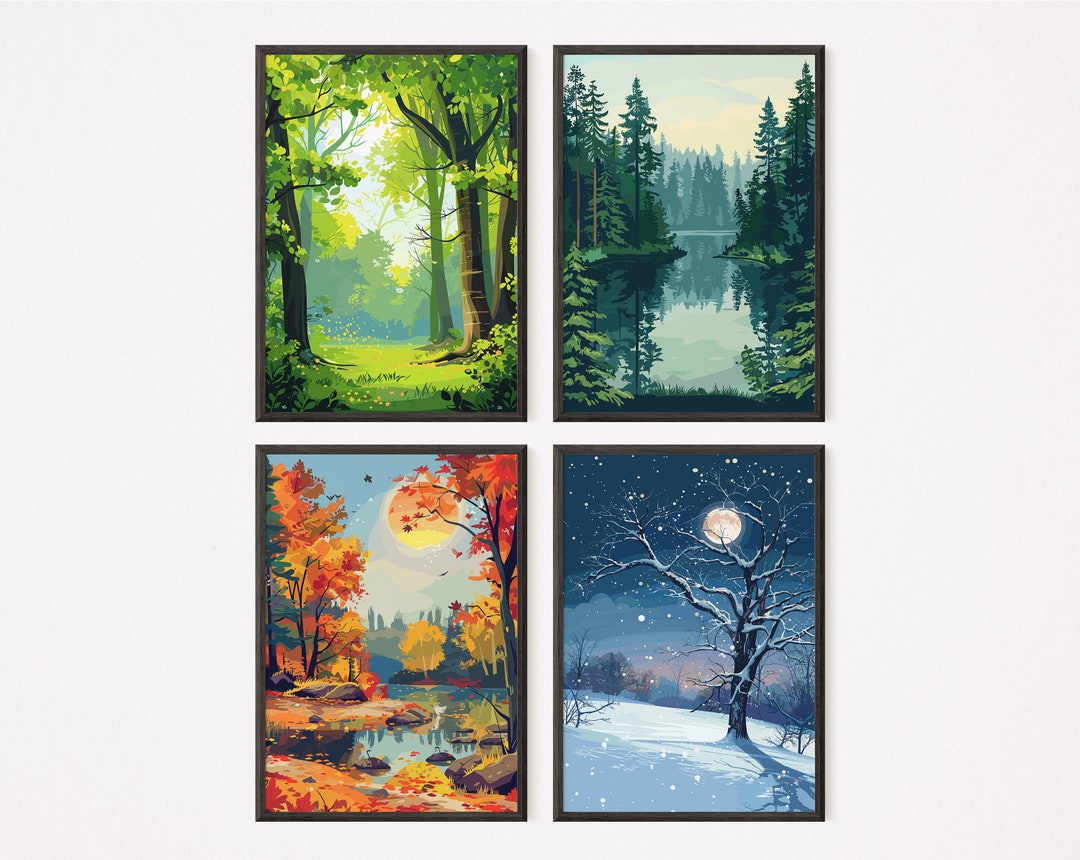 The Four Season - Set of 4 | Vector Art 21 | Home Decor | Spring ...