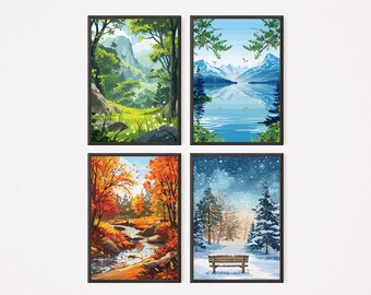The Four Season - Set of 4 | Vector Art 2 | Home Decor | Spring ...