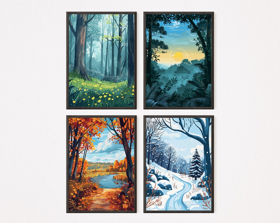 Four Seasons Landscape Art Prints – Nature Wall Decor (digital Download ...