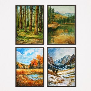 The Reverie - Four Seasons - Watercolor Prints, Set of 4 | Spring, Summer, Autumn, Winter | Fine Art prints | Instant Download | Home Decor