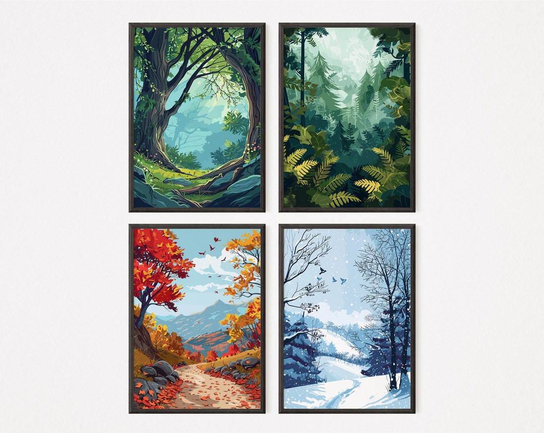 The Four Season - Set of 4 | Vector Art 22 | Home Decor | Spring ...