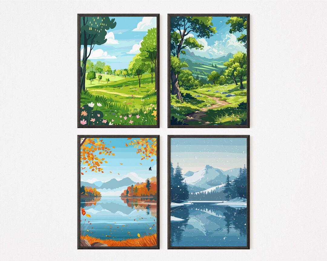 The Four Season - Set of 4 | Vector Art 1 | Home Decor | Spring ...