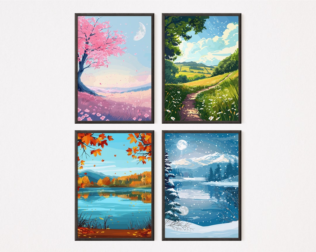 The Four Season - Set of 4 | Vector Art 4 | Home Decor | Spring ...