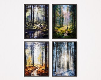 The Four Seasons V.2 - Set of 4 Watercolour Paintings, Home Decor ...