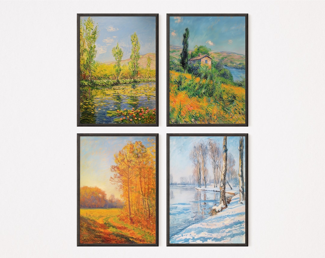The Four Season Art Print | Claude Monet Style | Spring | Summer ...