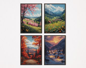 The Ethernal - Four Seasons - Watercolor Prints | Set of 4 | Seasons ...