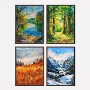 The Echoes - Four Seasons - Watercolor Prints | Set of 4 | Seasons print | Fine Art prints | Instant Download | Home Decor | Nature Art